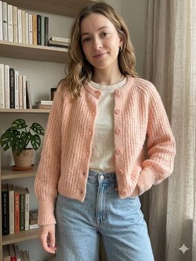 Antropologie Willow & Wind Ribbed Cardigan Sweater XS Soft Cozy Pastel Button